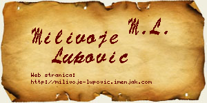 Milivoje Lupović vizit kartica